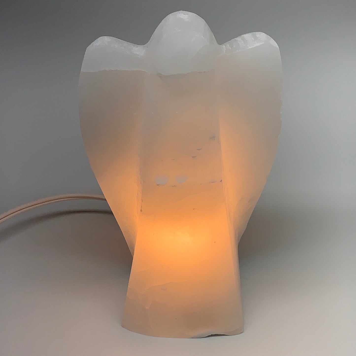 1134g, 6.75"x4.1"x2.5" White Selenite (Satin Spar) Angel Lamps @Morocco,B9469
