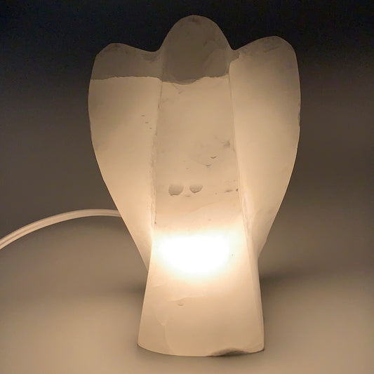1134g, 6.75"x4.1"x2.5" White Selenite (Satin Spar) Angel Lamps @Morocco,B9469