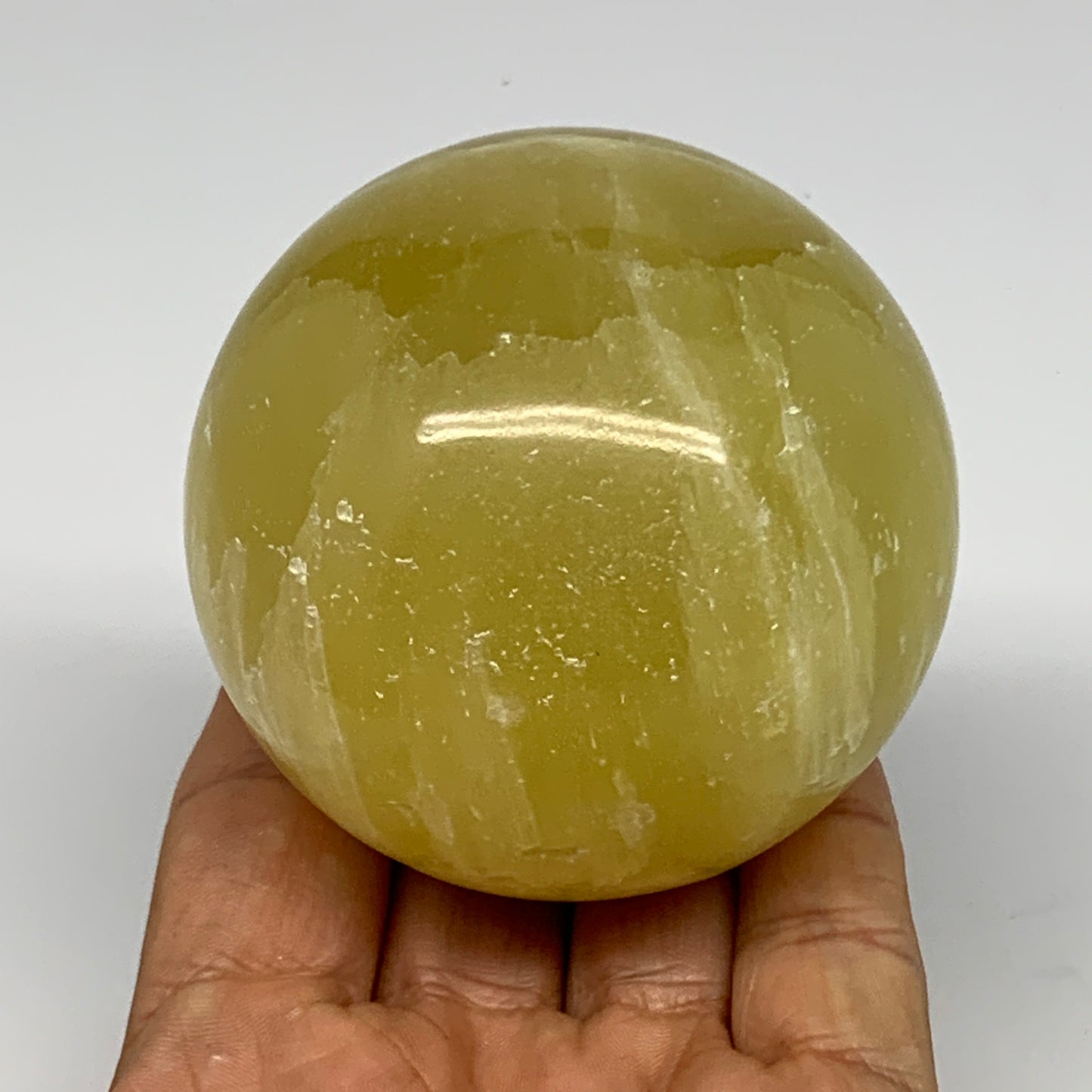 1.03 lbs,2.7"(67mm) Lemon Calcite Sphere Gemstone,Healing Crystal,B26060