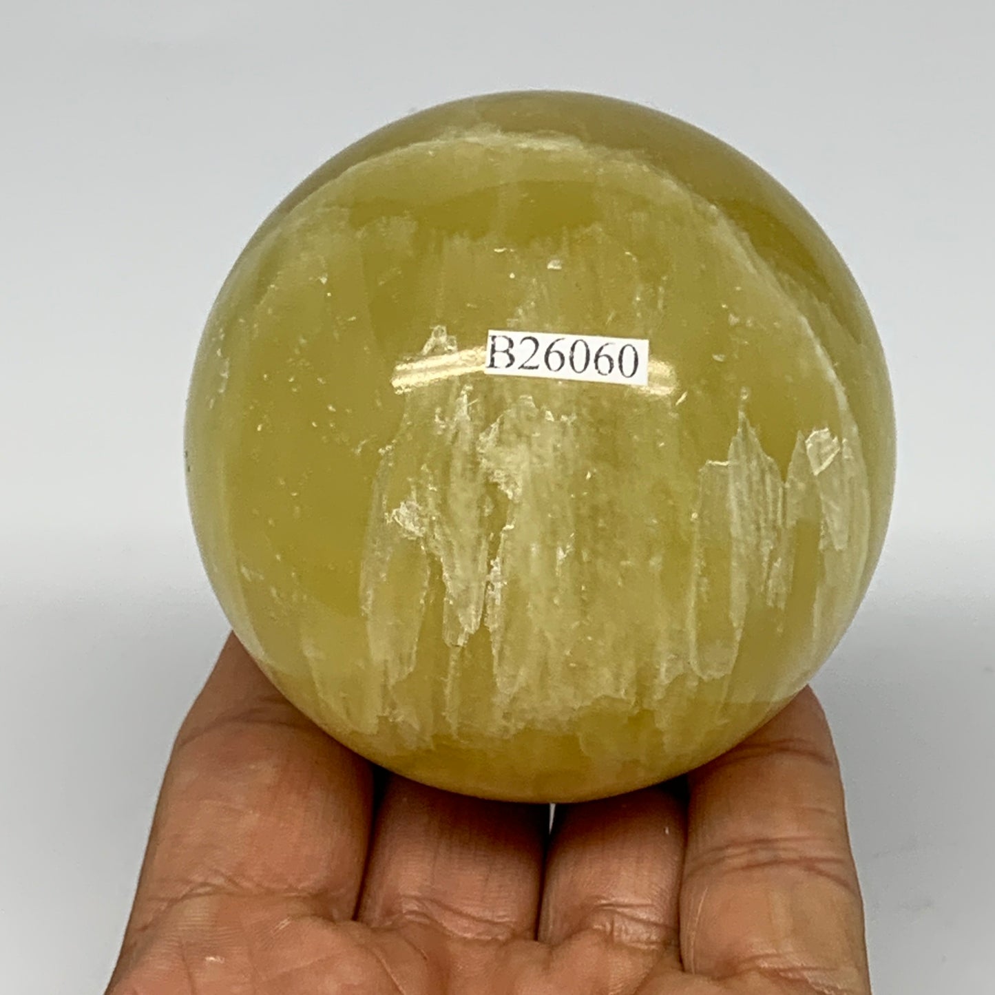1.03 lbs,2.7"(67mm) Lemon Calcite Sphere Gemstone,Healing Crystal,B26060