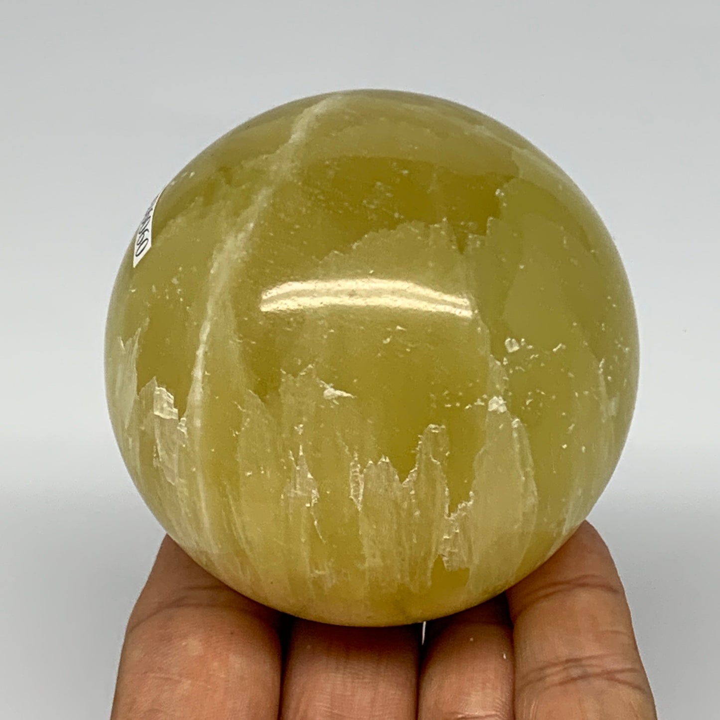 1.03 lbs,2.7"(67mm) Lemon Calcite Sphere Gemstone,Healing Crystal,B26060