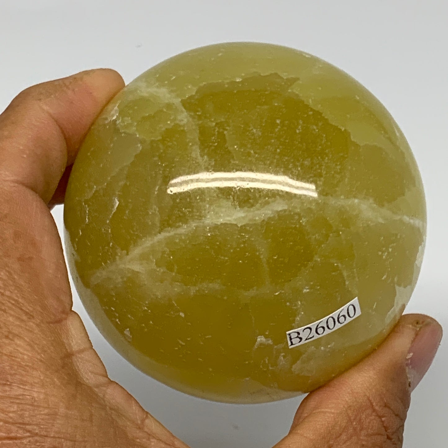 1.03 lbs,2.7"(67mm) Lemon Calcite Sphere Gemstone,Healing Crystal,B26060