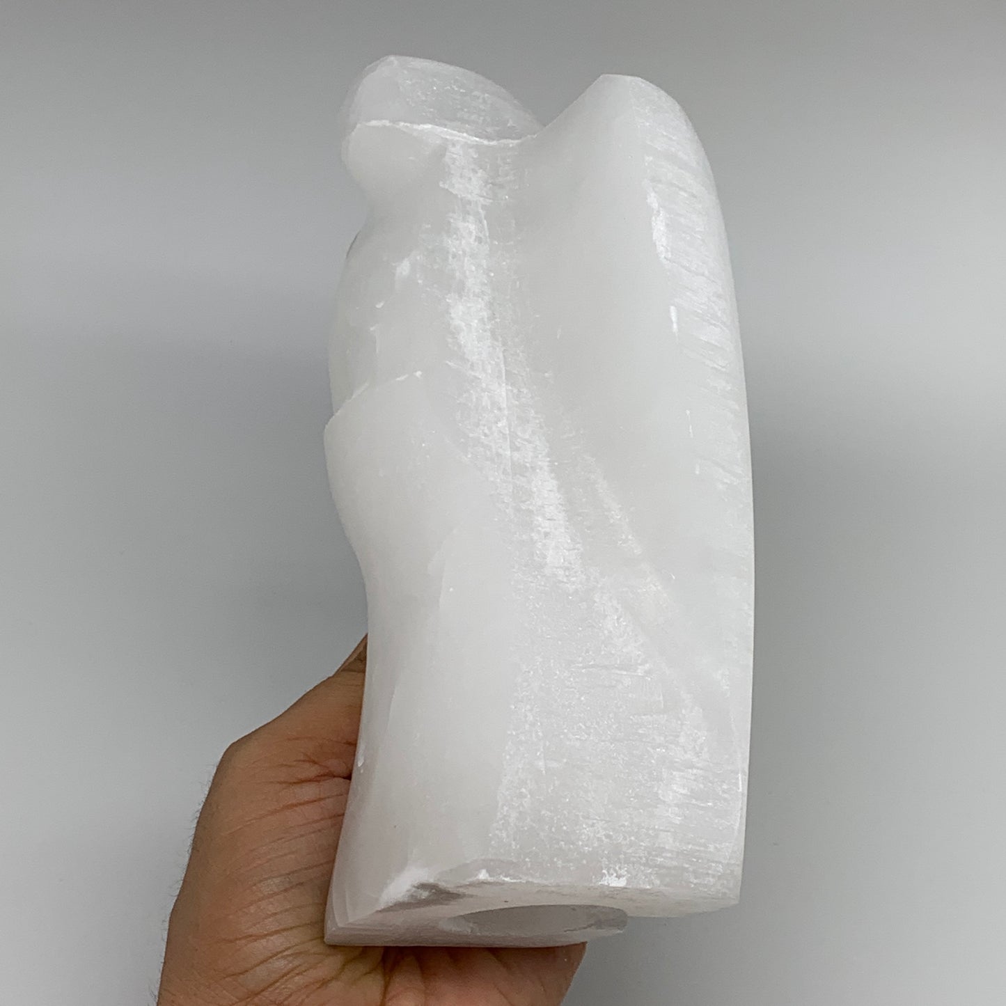 1134g, 6.75"x4.1"x2.5" White Selenite (Satin Spar) Angel Lamps @Morocco,B9469