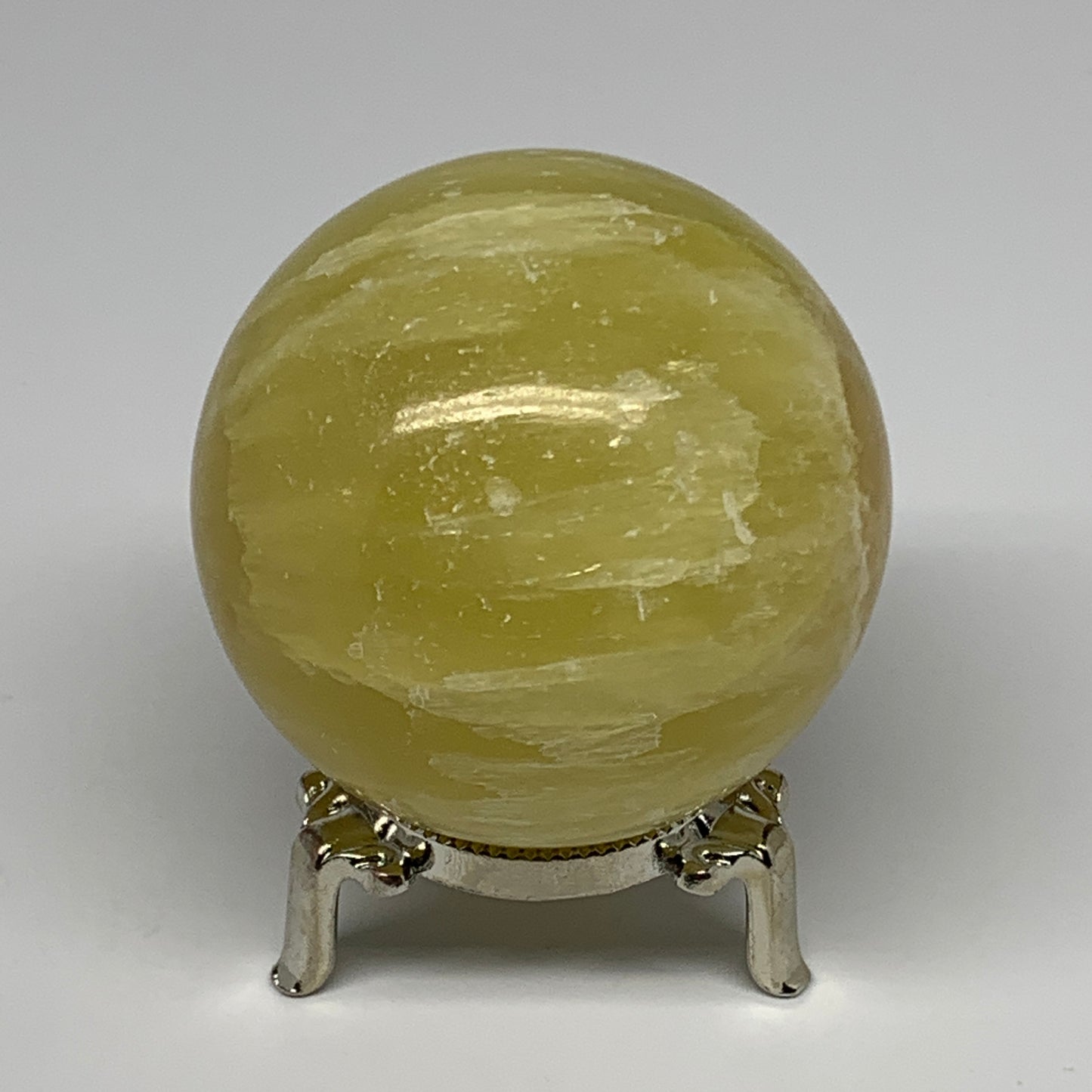 1.03 lbs,2.7"(67mm) Lemon Calcite Sphere Gemstone,Healing Crystal,B26060