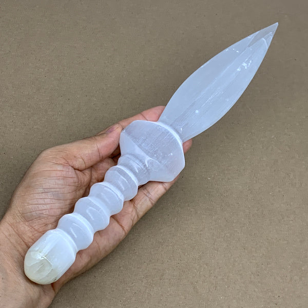 345g,12.5"x2"x1"Natural Selenite Crystal Knife (Satin Spar) @Morocco,B24005