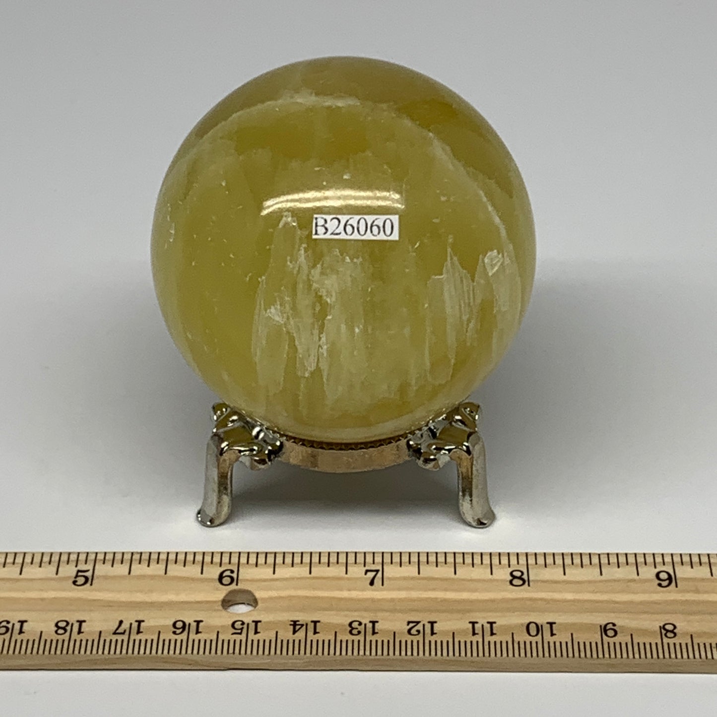 1.03 lbs,2.7"(67mm) Lemon Calcite Sphere Gemstone,Healing Crystal,B26060