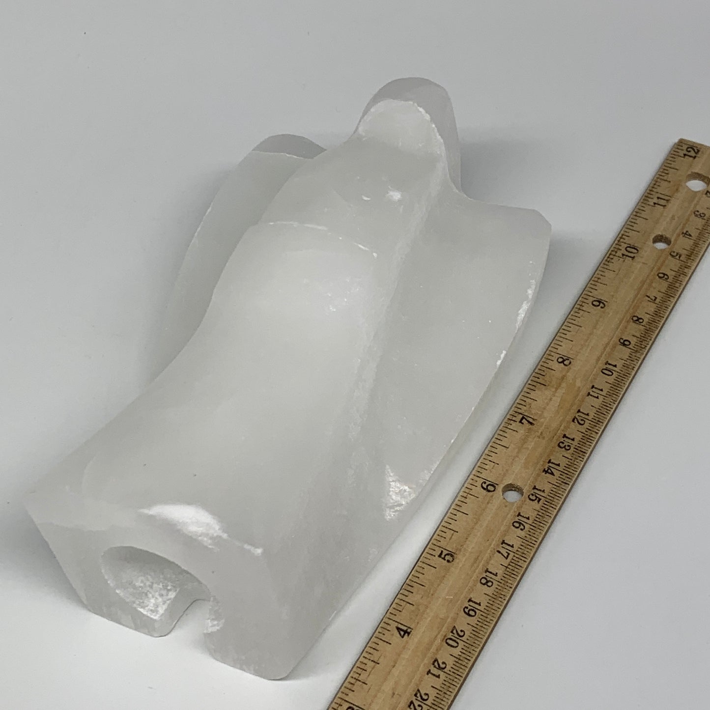 1134g, 6.75"x4.1"x2.5" White Selenite (Satin Spar) Angel Lamps @Morocco,B9469