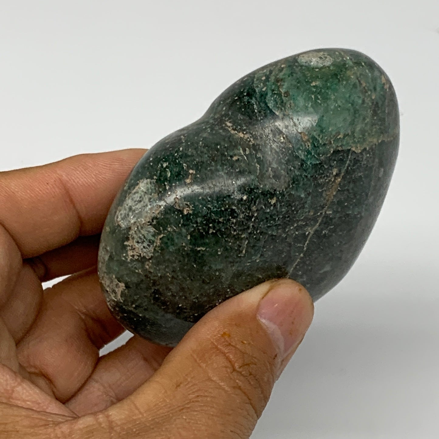 208.7g, 2.5"x3"x1.2" Natural Untreated Green Quartz Heart Crystal Reiki, B17623