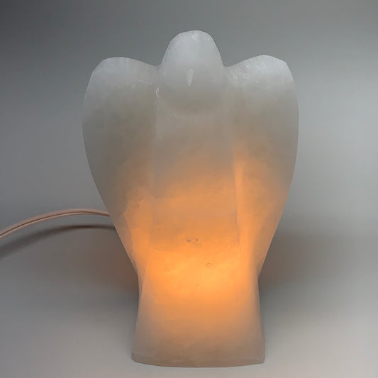 1086g, 7"x4"x2.3" White Selenite (Satin Spar) Angel Lamps @Morocco,B9470