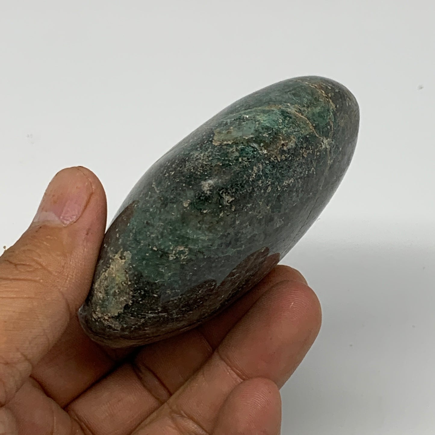 208.7g, 2.5"x3"x1.2" Natural Untreated Green Quartz Heart Crystal Reiki, B17623