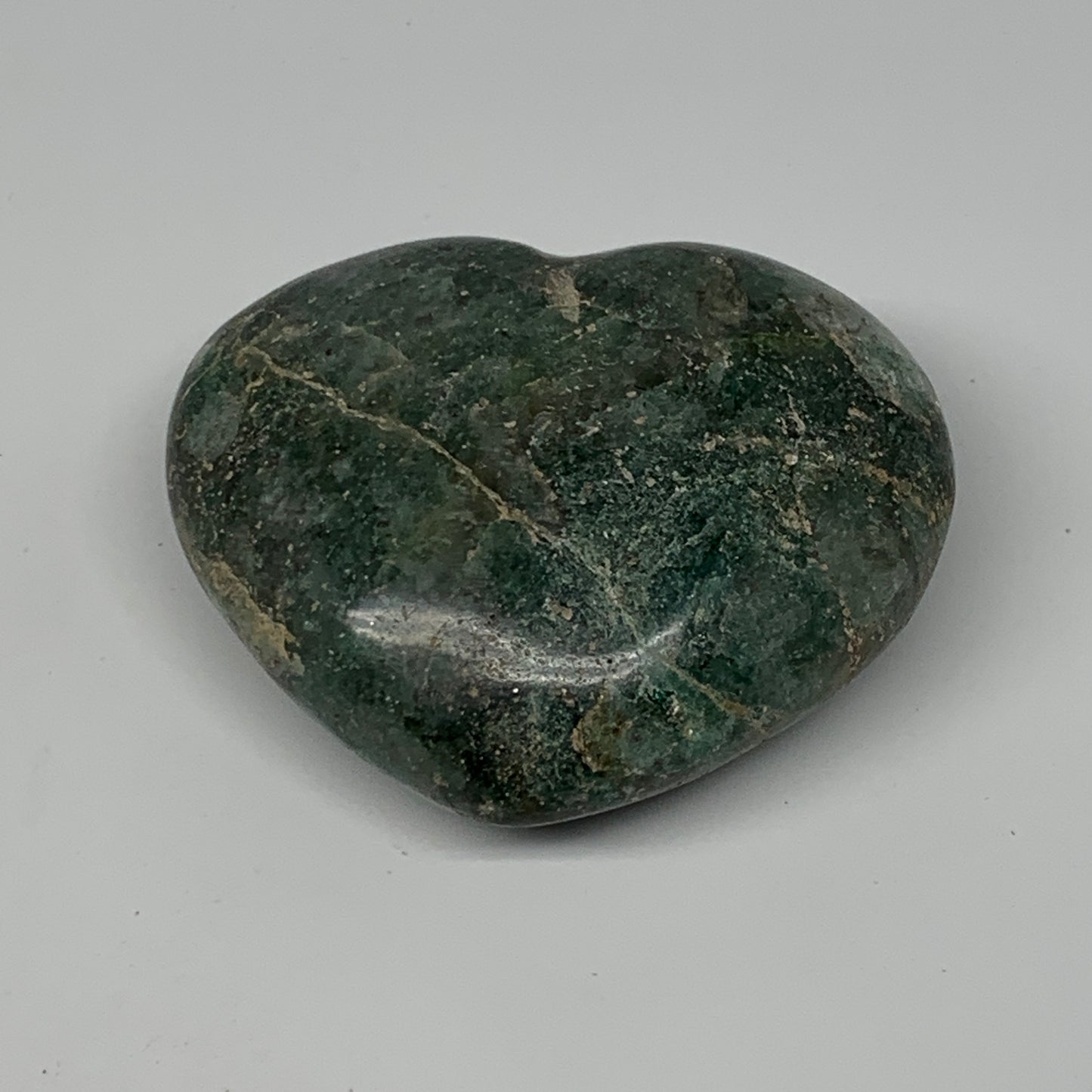 208.7g, 2.5"x3"x1.2" Natural Untreated Green Quartz Heart Crystal Reiki, B17623