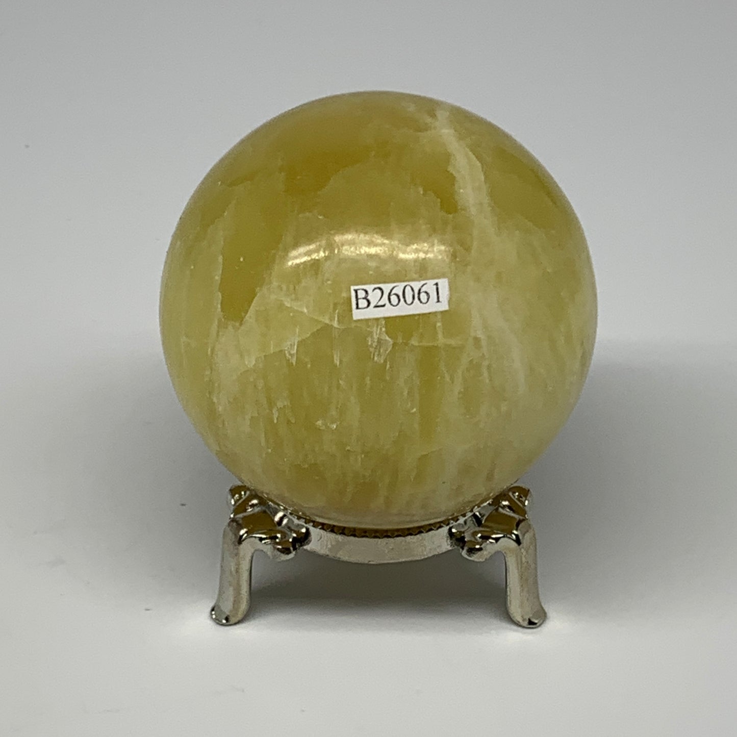1.08 lbs,2.7"(68mm) Lemon Calcite Sphere Gemstone,Healing Crystal,B26061