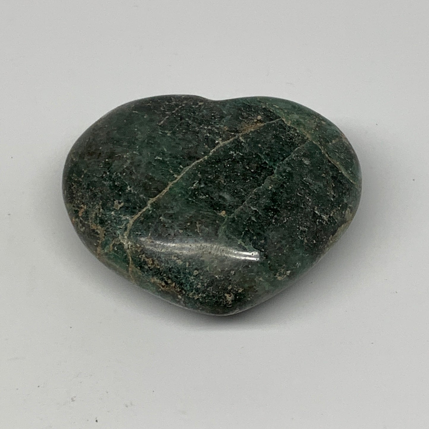 208.7g, 2.5"x3"x1.2" Natural Untreated Green Quartz Heart Crystal Reiki, B17623