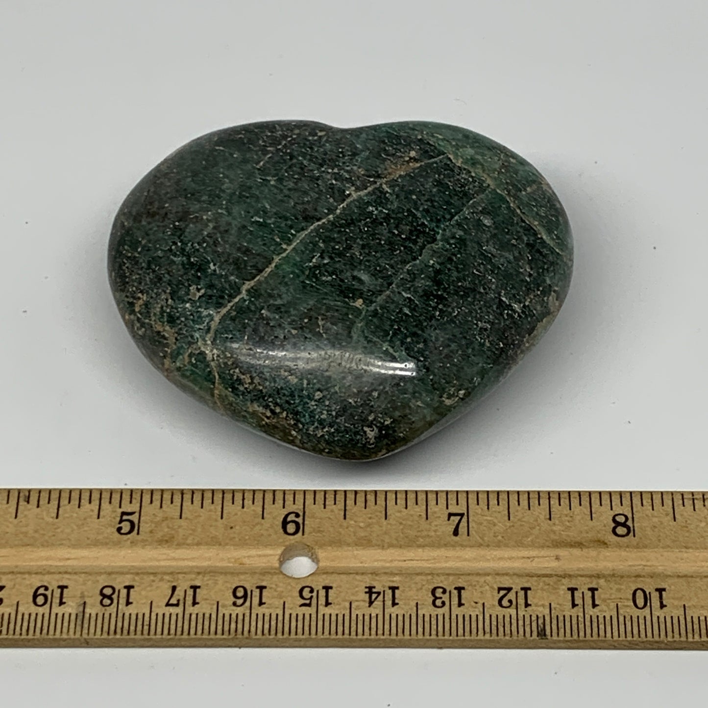 208.7g, 2.5"x3"x1.2" Natural Untreated Green Quartz Heart Crystal Reiki, B17623