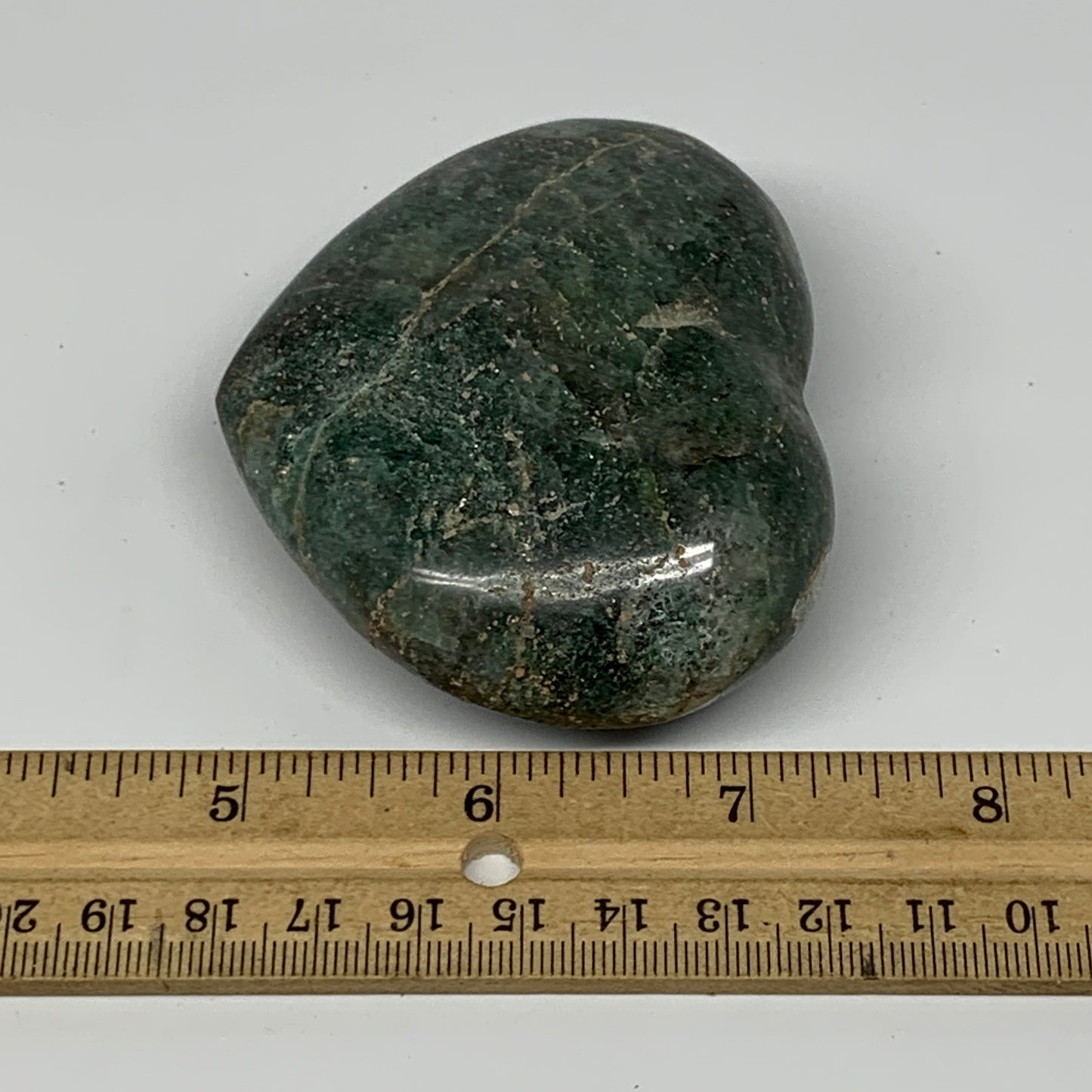 208.7g, 2.5"x3"x1.2" Natural Untreated Green Quartz Heart Crystal Reiki, B17623