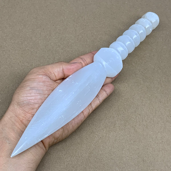 300g,12"x1.6"x1"Natural Selenite Crystal Knife (Satin Spar) @Morocco,B24006