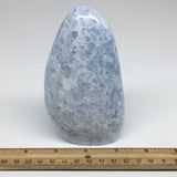588g,4.9"x2.7"x1.7" Blue Calcite Polished Freeform Stand alone @Madagascar,MSP97