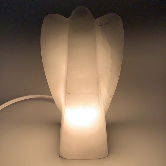 1208g, 7"x3.6"x2.7" White Selenite (Satin Spar) Angel Lamps @Morocco,B9471