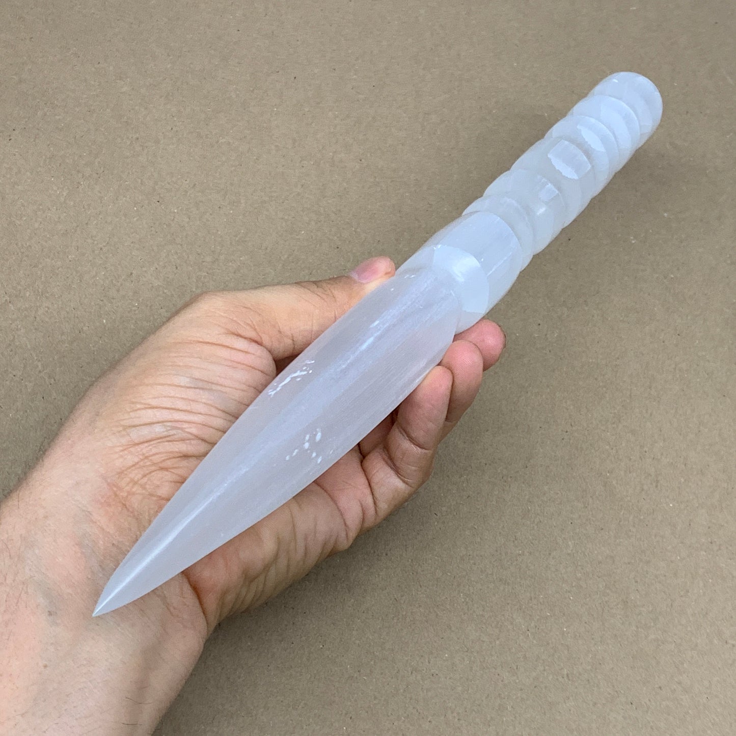 330g,11"x1.7"x1.1"Natural Selenite Crystal Knife (Satin Spar) @Morocco,B24007