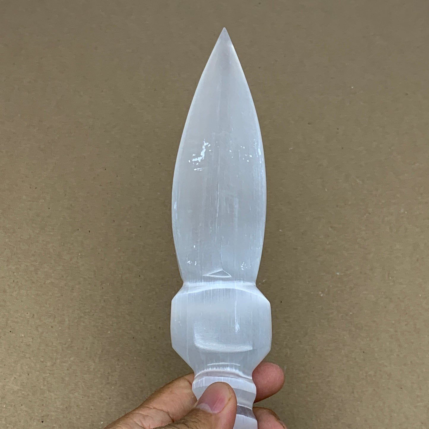330g,11"x1.7"x1.1"Natural Selenite Crystal Knife (Satin Spar) @Morocco,B24007
