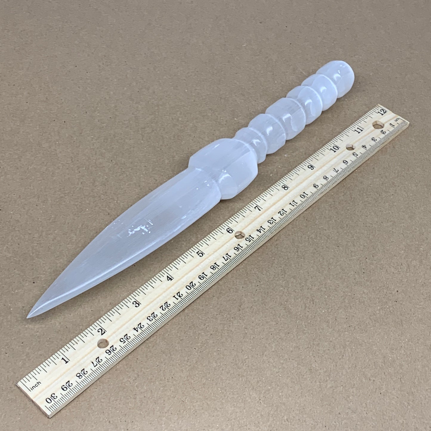 330g,11"x1.7"x1.1"Natural Selenite Crystal Knife (Satin Spar) @Morocco,B24007
