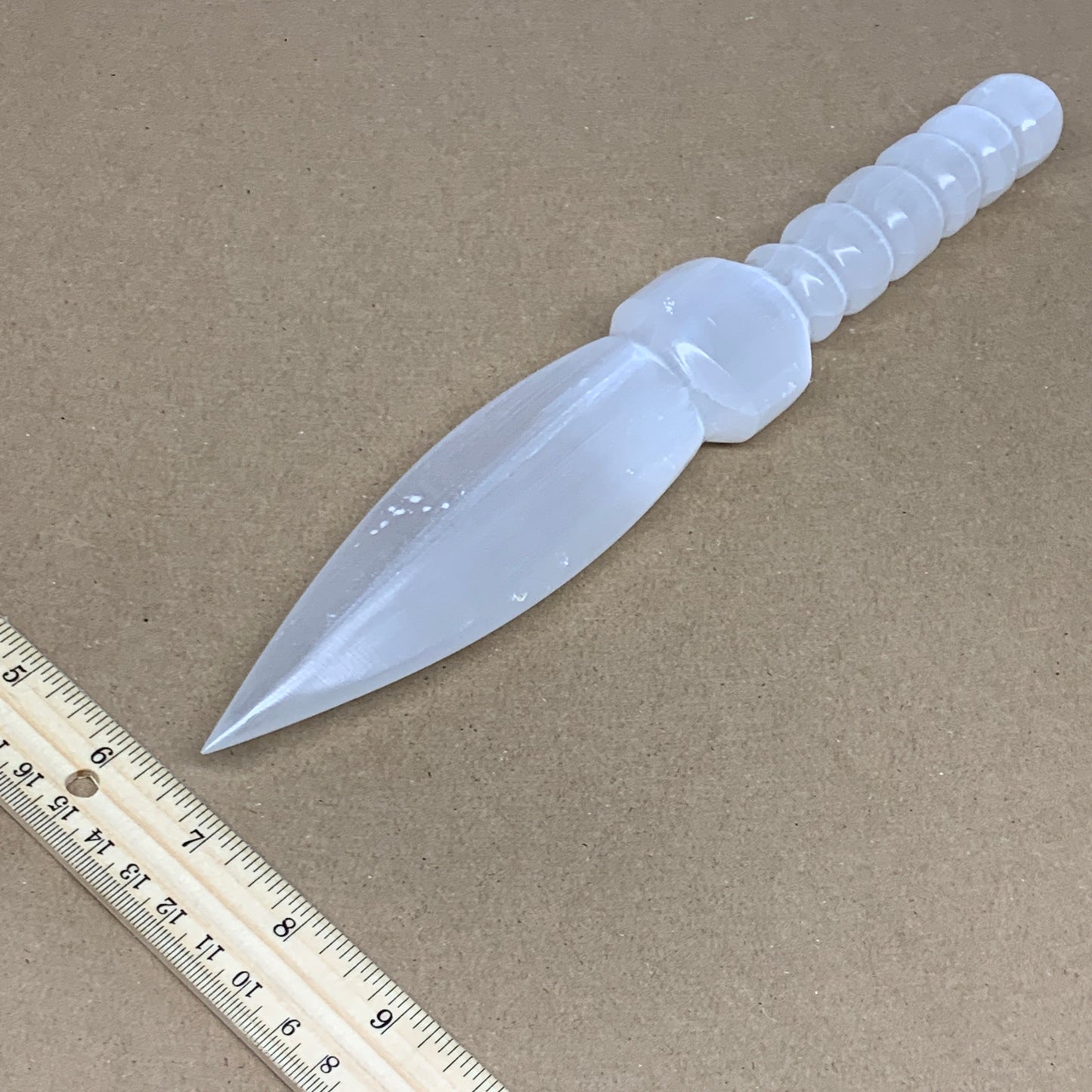 330g,11"x1.7"x1.1"Natural Selenite Crystal Knife (Satin Spar) @Morocco,B24007