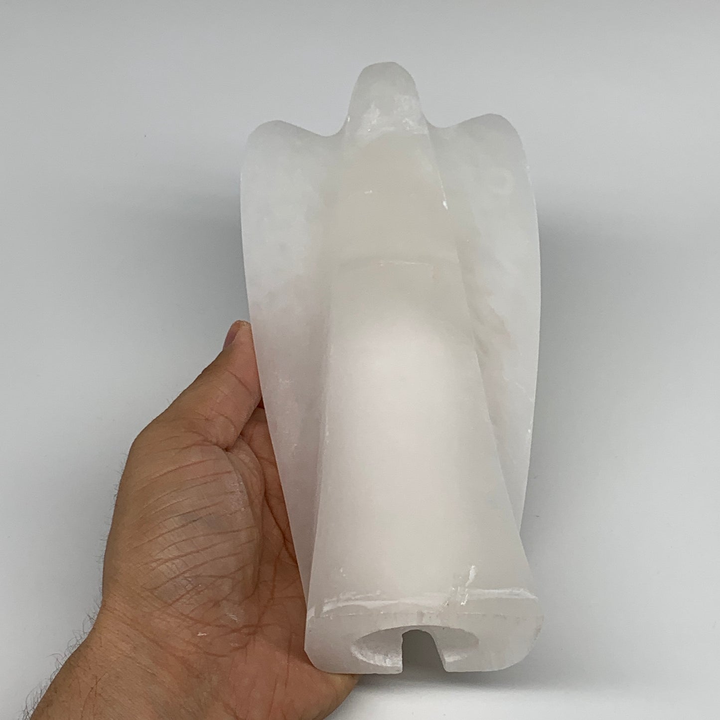1002g, 7"x3.6"x2.1" White Selenite (Satin Spar) Angel Lamps @Morocco,B9472