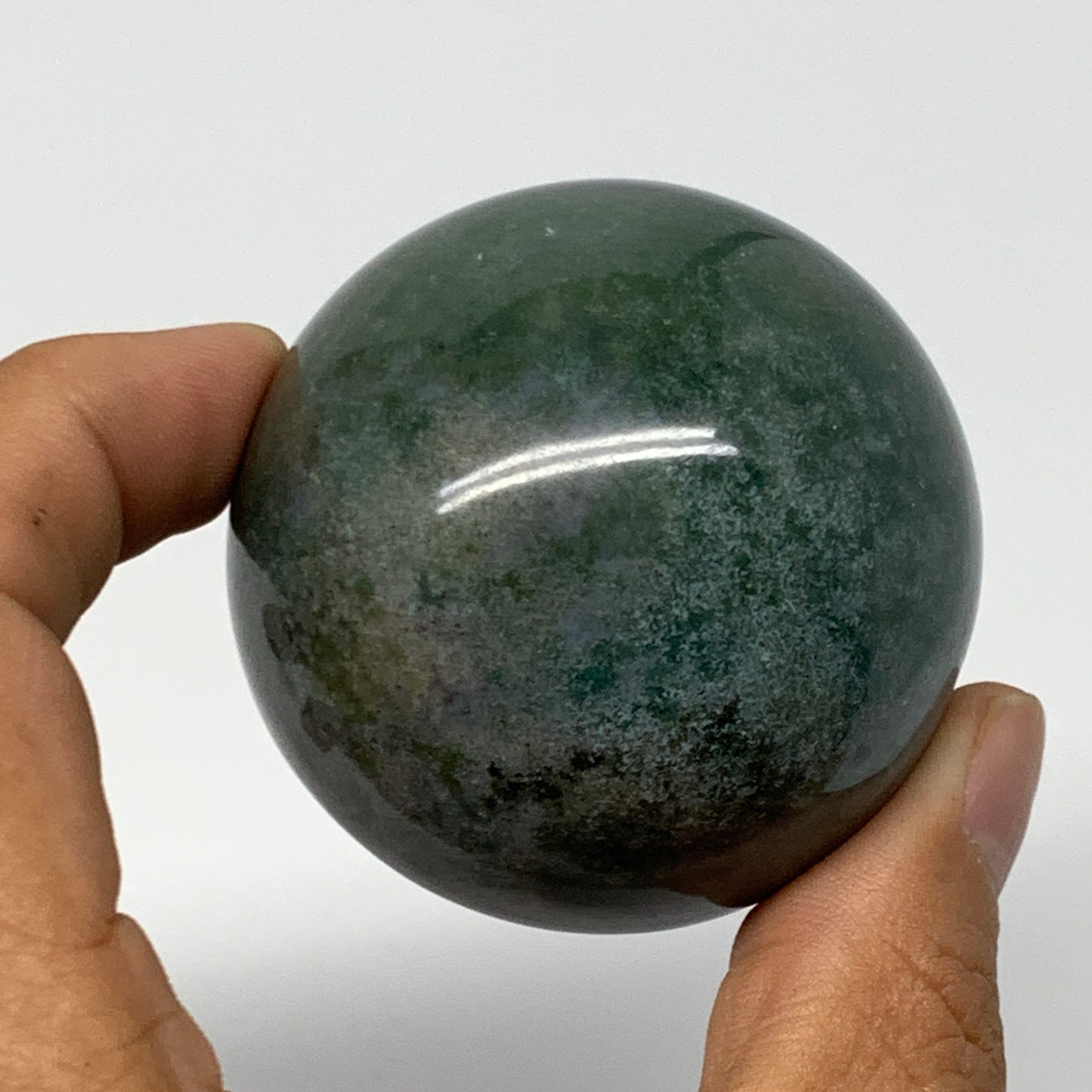 189.3g,2"(51mm), Natural Moss Agate Sphere Ball Gemstone @India,B22468