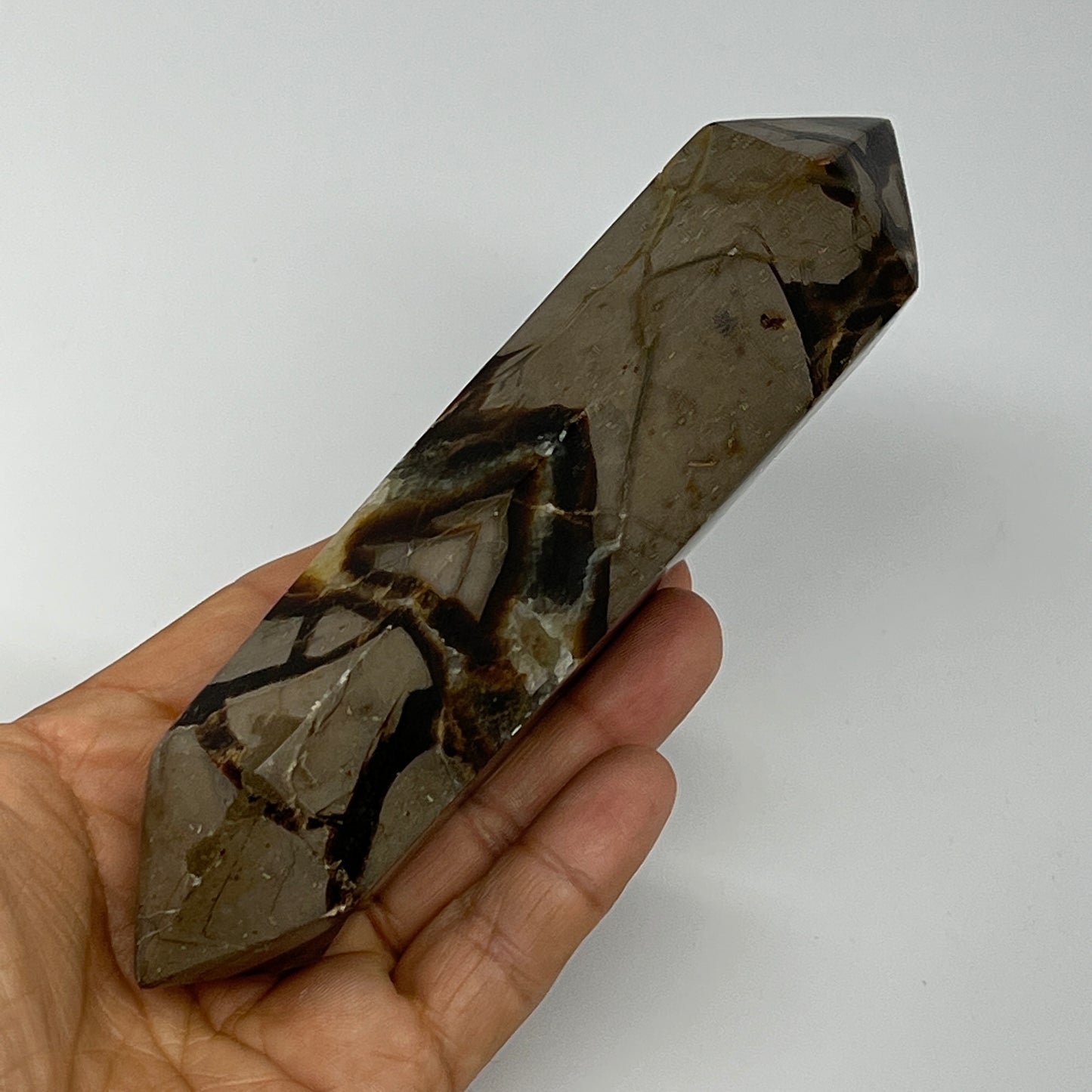 360.1g,6.25"x1.6"x1.4"Natural Septarian Double Point Crystal @Madagascar, B19828