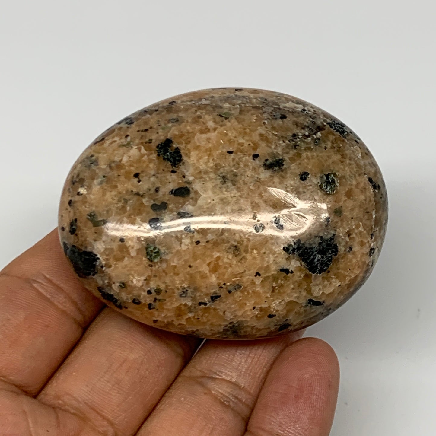 116.3g, 2.4"x1.9"x1", Orange Calcite Palm-Stone Crystal Polished Reiki, B16063