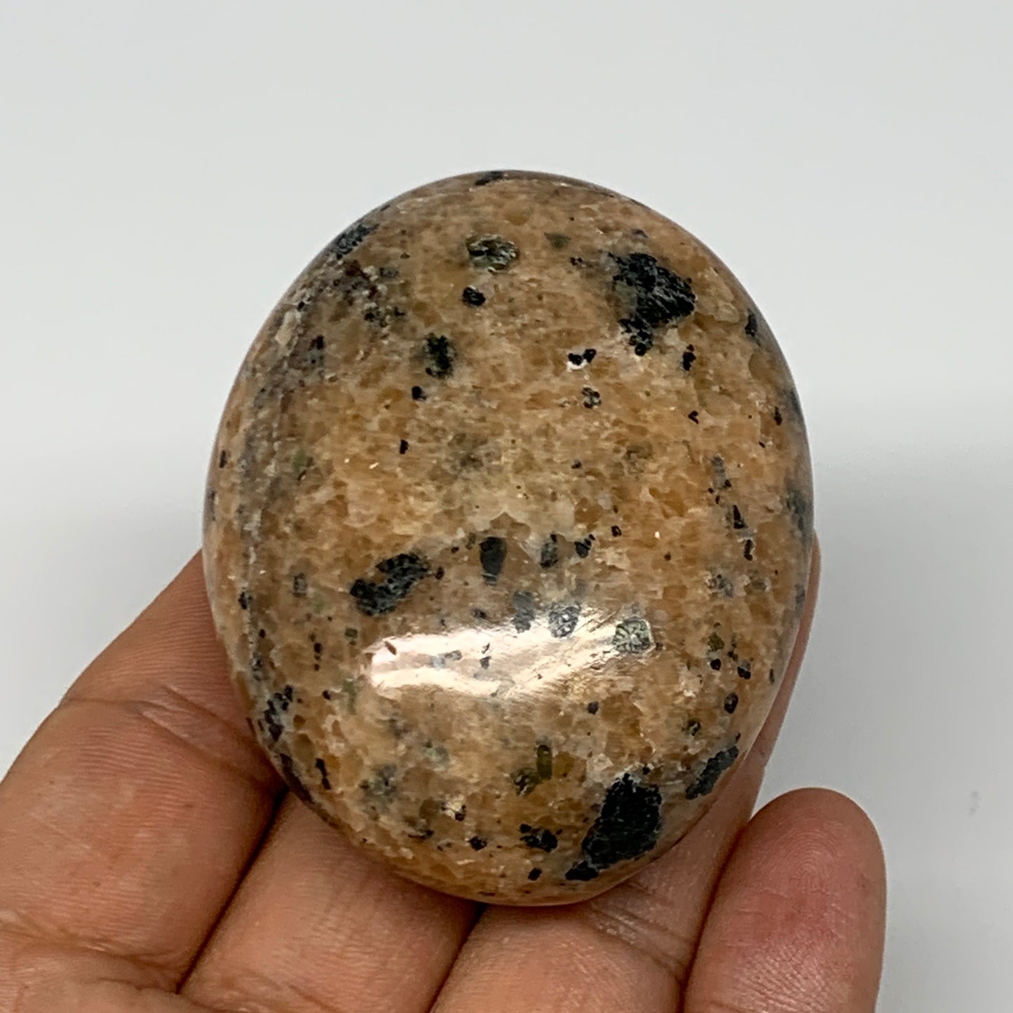 116.3g, 2.4"x1.9"x1", Orange Calcite Palm-Stone Crystal Polished Reiki, B16063