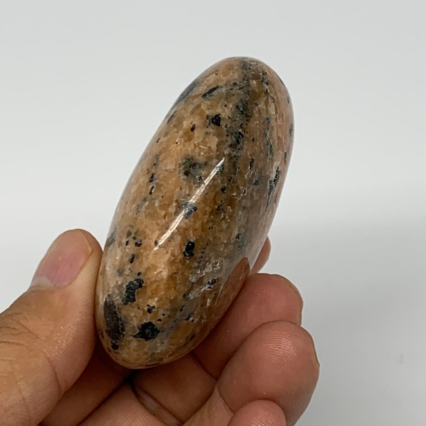 116.3g, 2.4"x1.9"x1", Orange Calcite Palm-Stone Crystal Polished Reiki, B16063