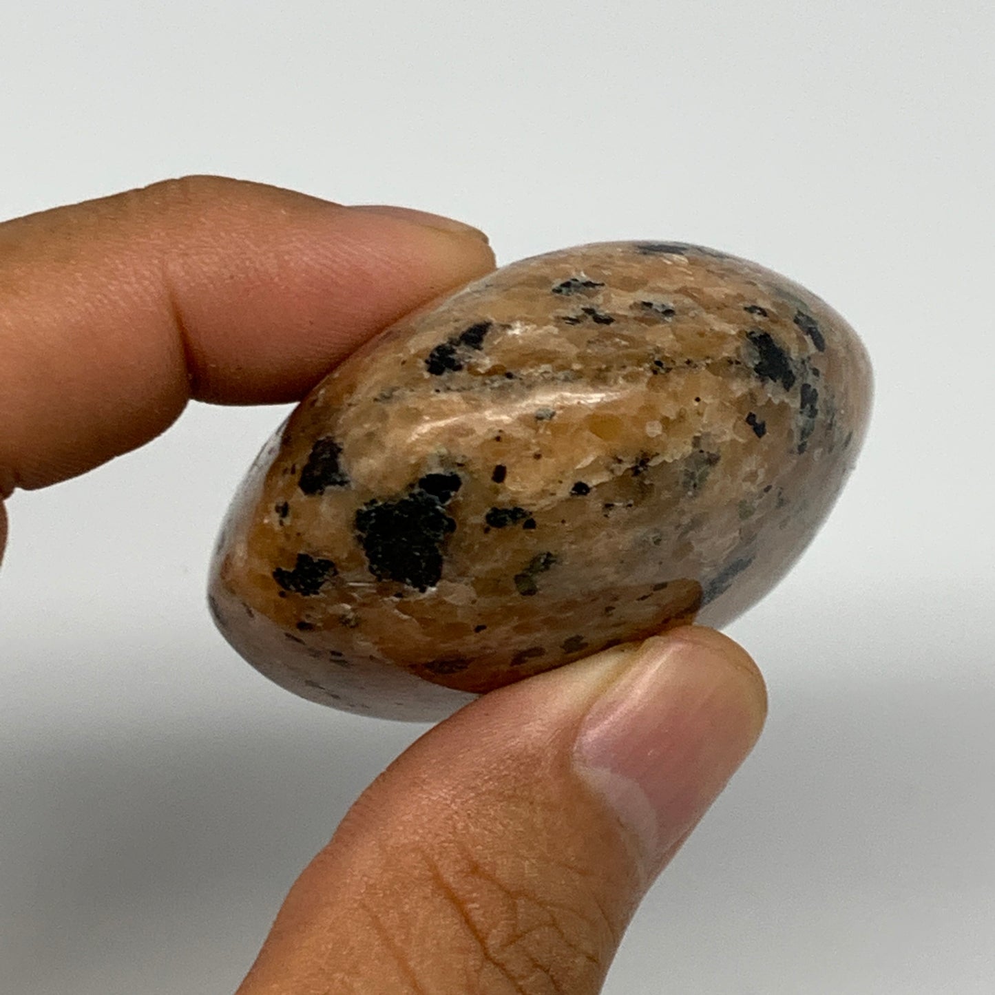 116.3g, 2.4"x1.9"x1", Orange Calcite Palm-Stone Crystal Polished Reiki, B16063