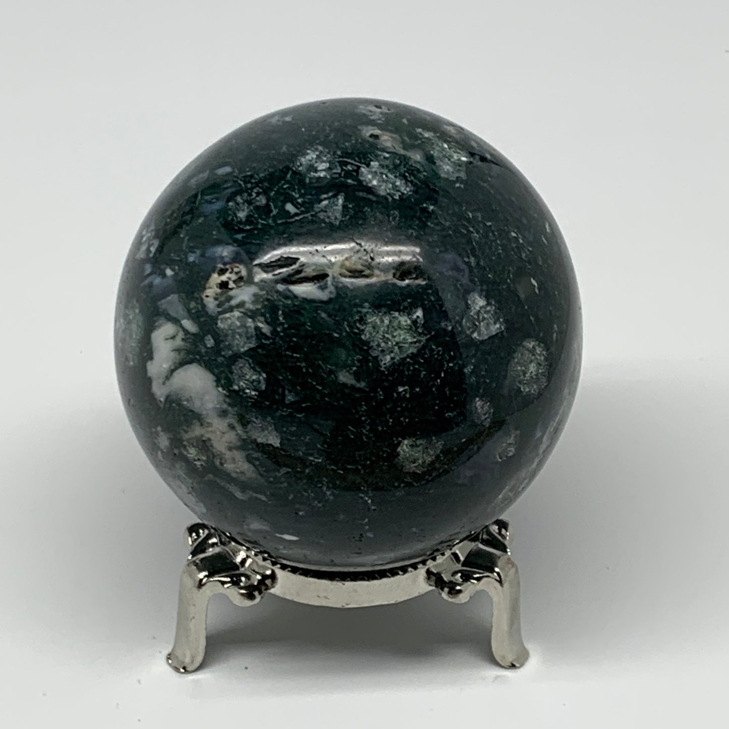 420.4g,2.7"(67mm), Natural Moss Agate Sphere Ball Gemstone @India,B22469