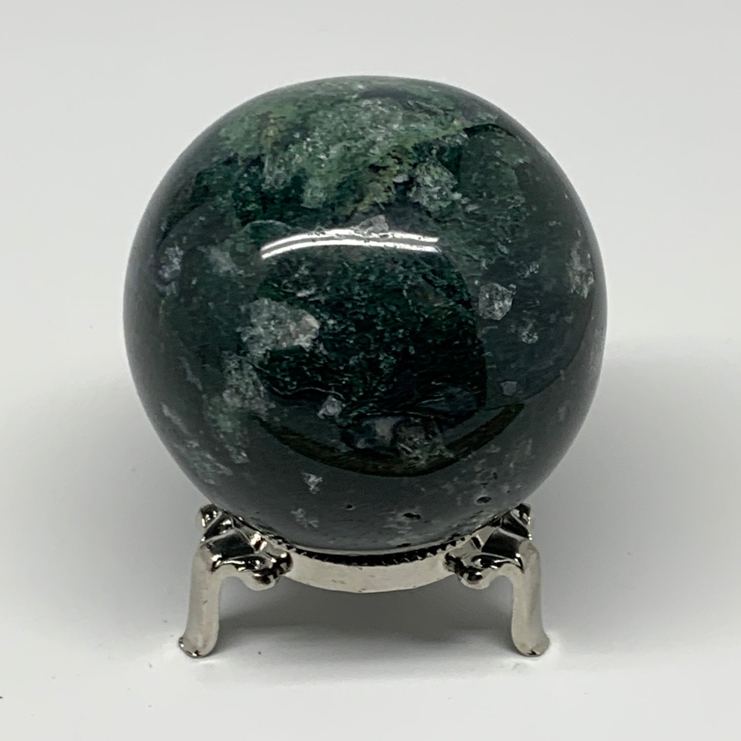 420.4g,2.7"(67mm), Natural Moss Agate Sphere Ball Gemstone @India,B22469