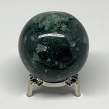 420.4g,2.7"(67mm), Natural Moss Agate Sphere Ball Gemstone @India,B22469
