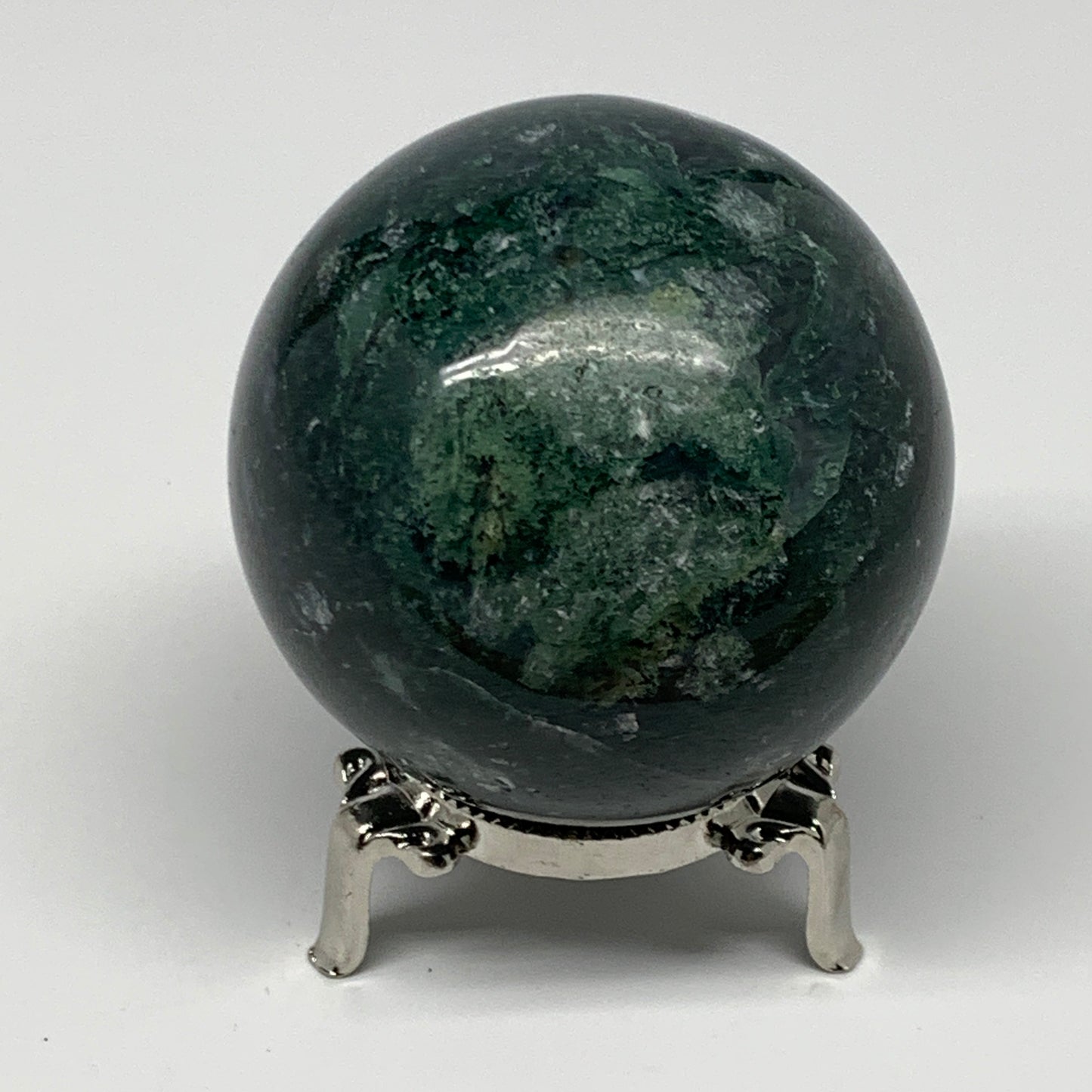 420.4g,2.7"(67mm), Natural Moss Agate Sphere Ball Gemstone @India,B22469