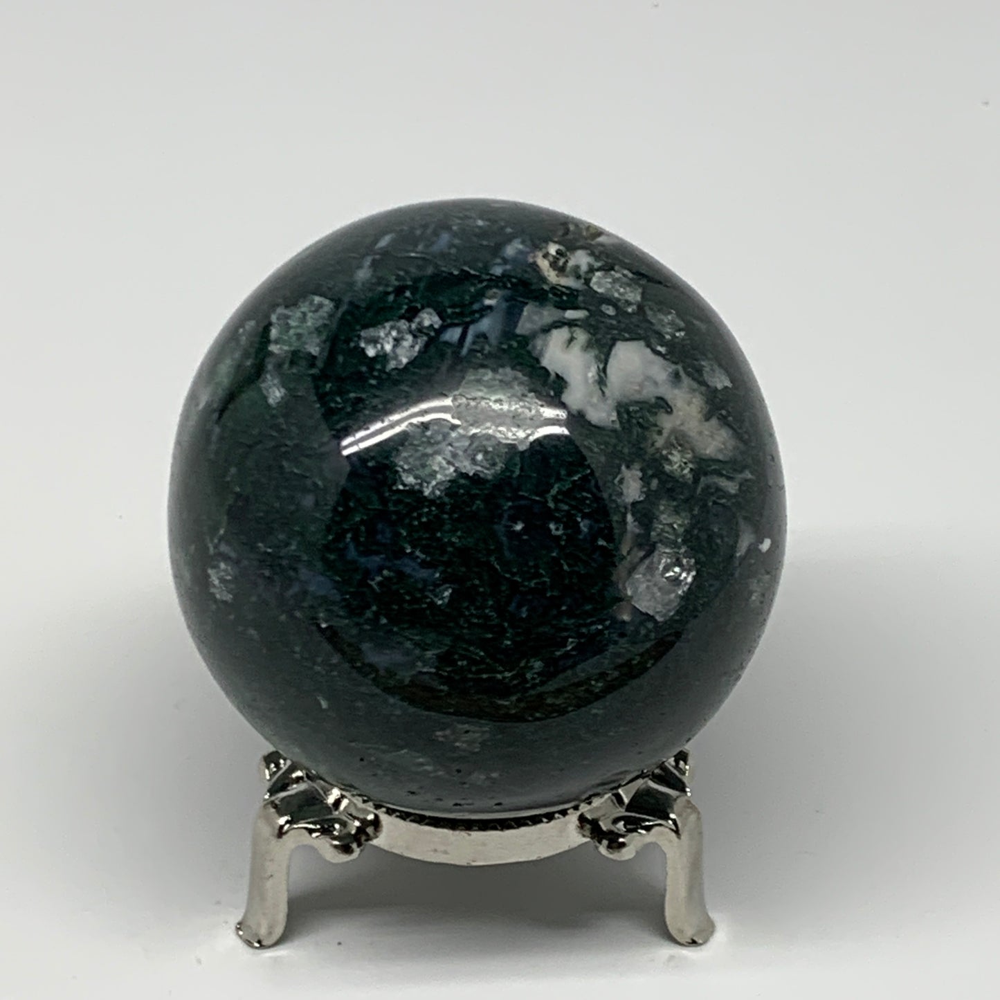 420.4g,2.7"(67mm), Natural Moss Agate Sphere Ball Gemstone @India,B22469