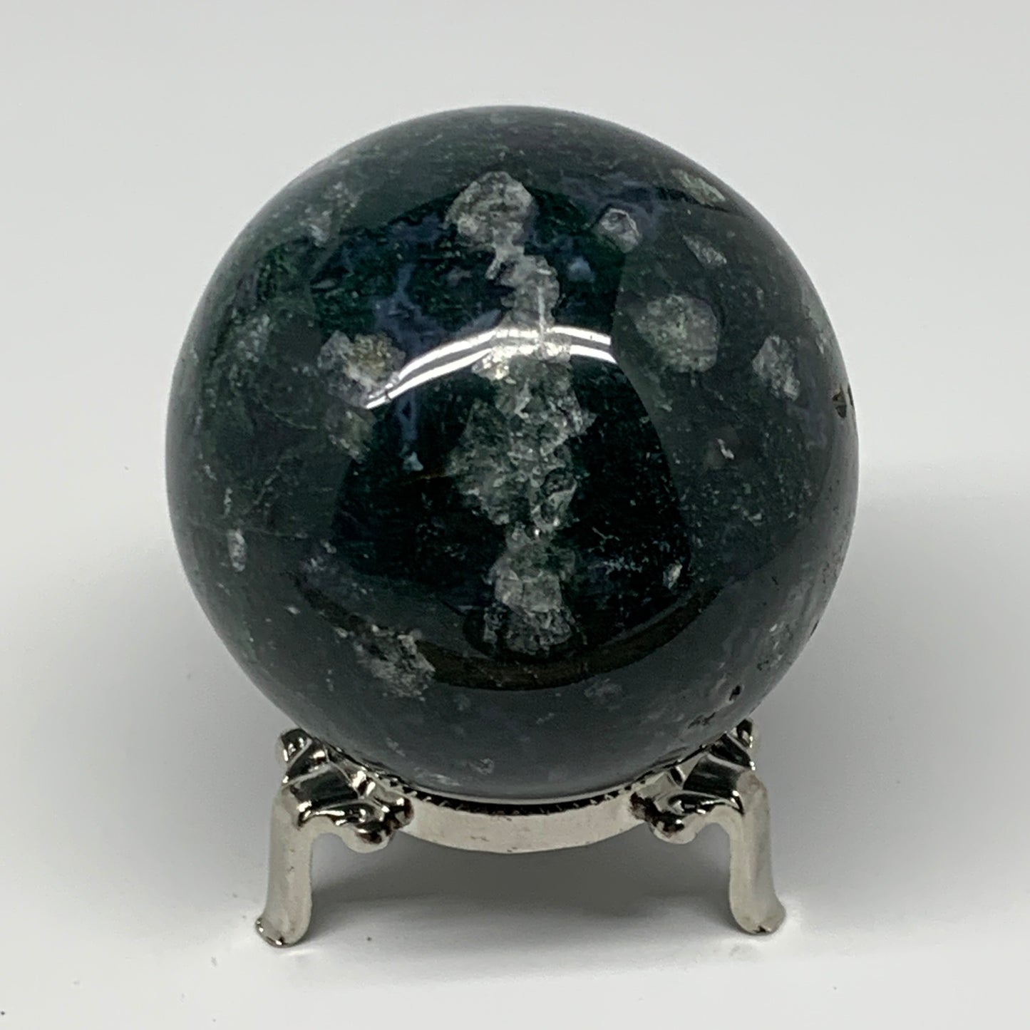 420.4g,2.7"(67mm), Natural Moss Agate Sphere Ball Gemstone @India,B22469