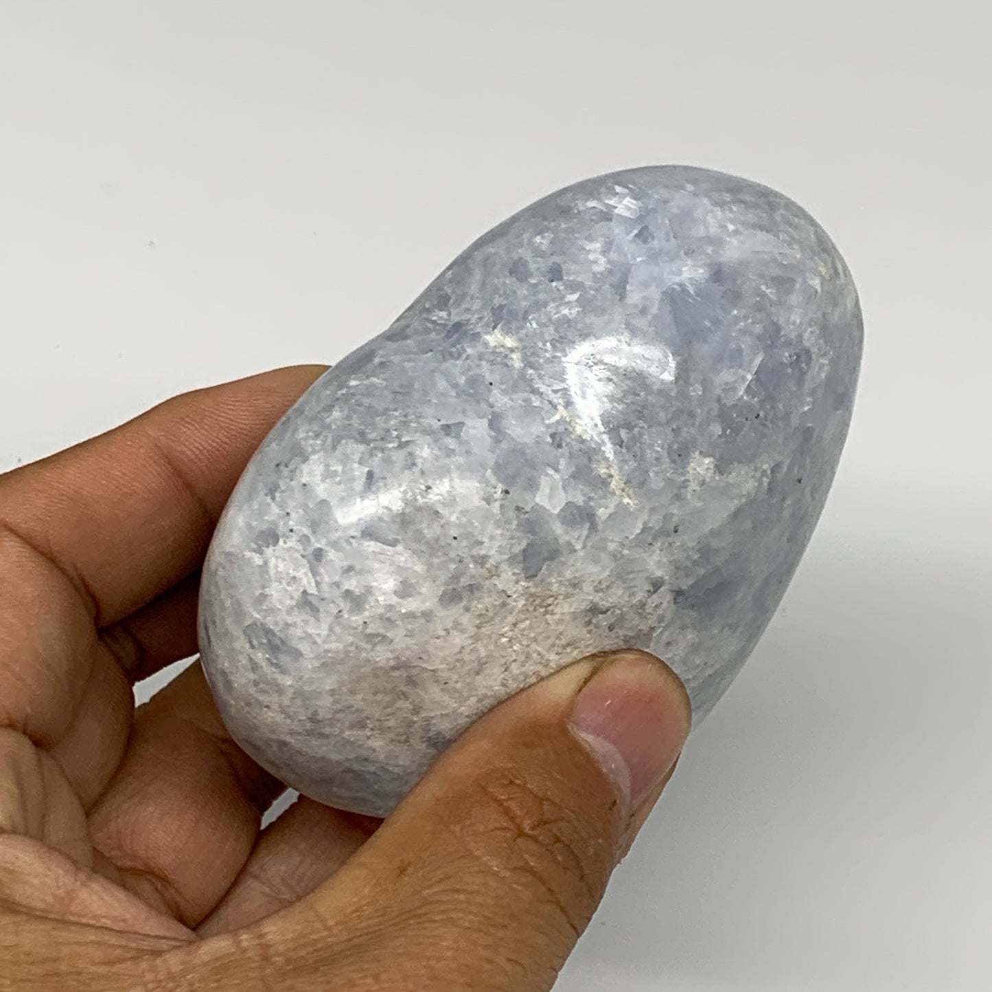 310.1g, 2.8"x3.2"x1.6" Blue Calcite Heart Gemstones Reiki @Madagascar,B17628