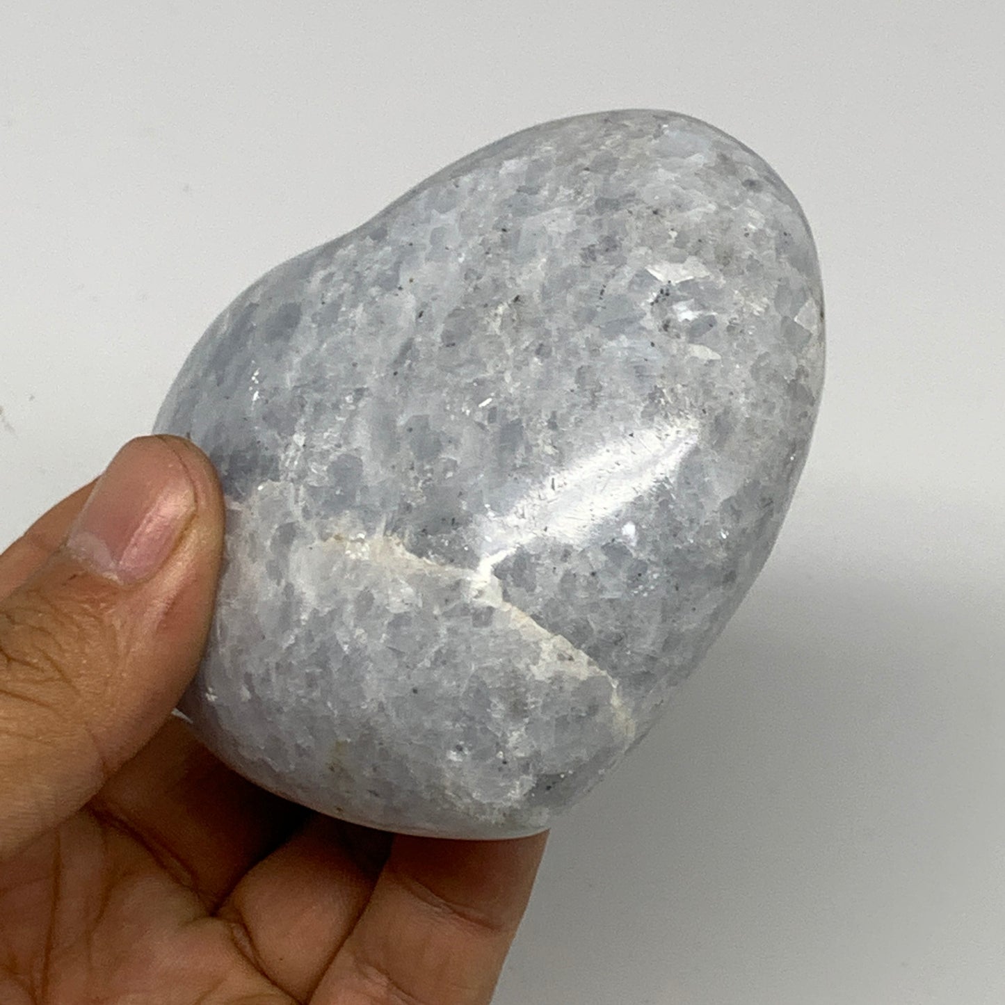 310.1g, 2.8"x3.2"x1.6" Blue Calcite Heart Gemstones Reiki @Madagascar,B17628