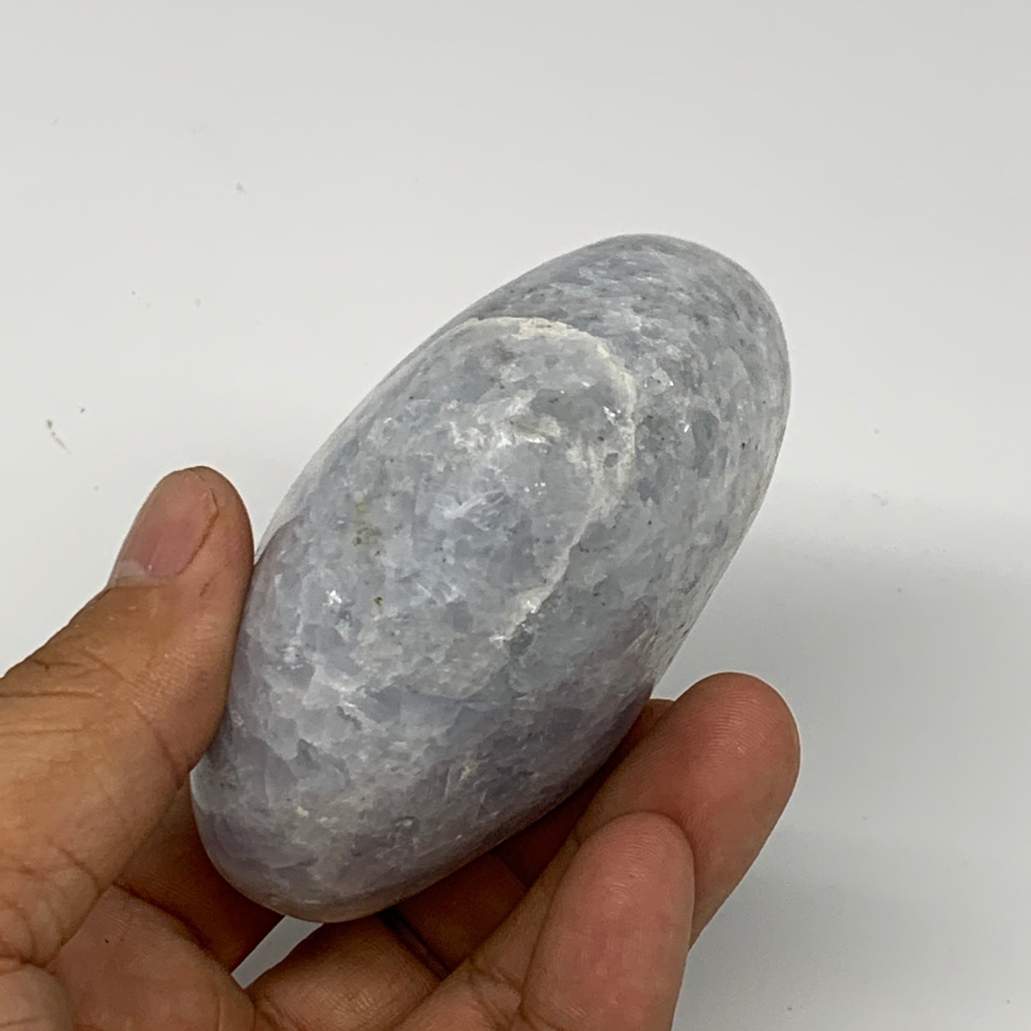 310.1g, 2.8"x3.2"x1.6" Blue Calcite Heart Gemstones Reiki @Madagascar,B17628