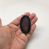 58 cts Gray Agate Druzy Slice Geode Pendant Gold Plated From Brazil, Bp981 - watangem.com