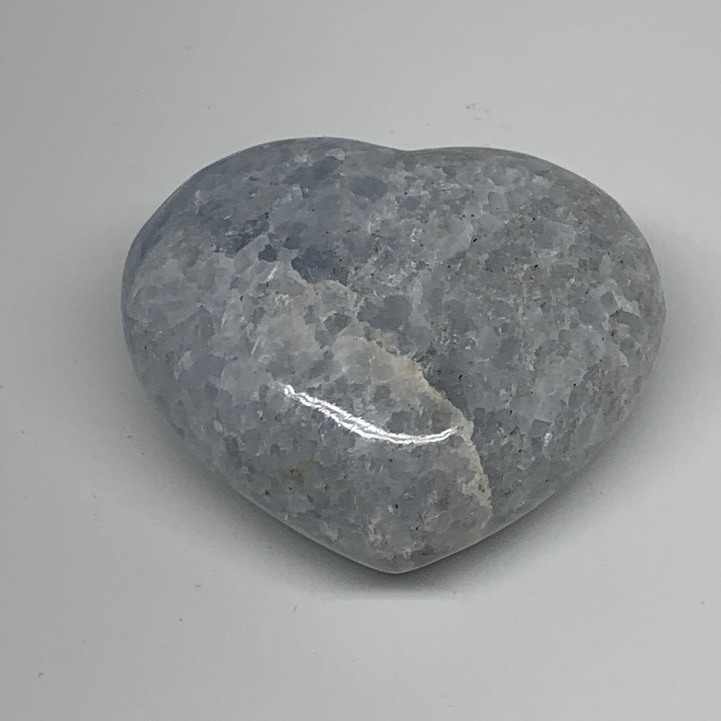 310.1g, 2.8"x3.2"x1.6" Blue Calcite Heart Gemstones Reiki @Madagascar,B17628