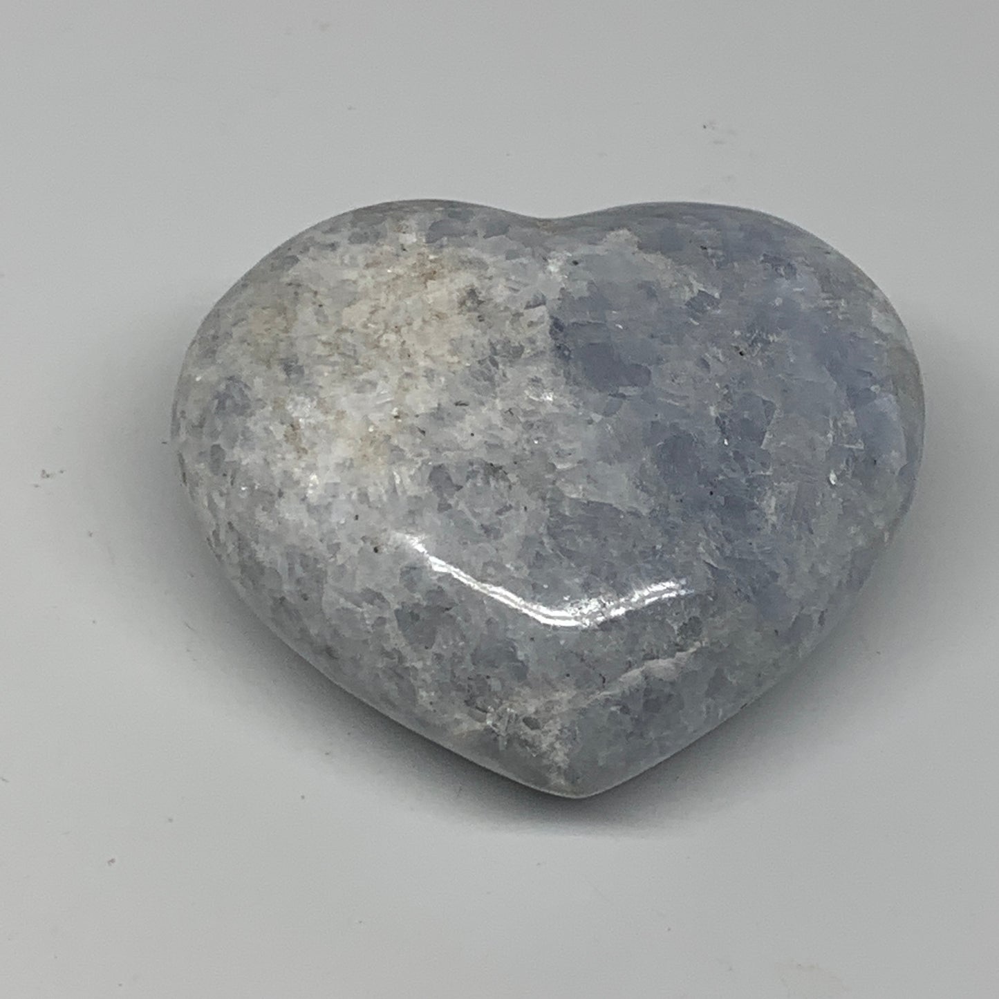 310.1g, 2.8"x3.2"x1.6" Blue Calcite Heart Gemstones Reiki @Madagascar,B17628