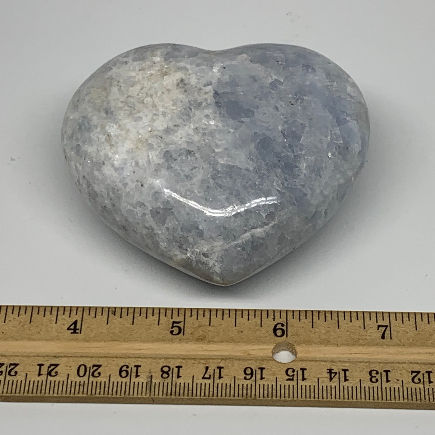 310.1g, 2.8"x3.2"x1.6" Blue Calcite Heart Gemstones Reiki @Madagascar,B17628