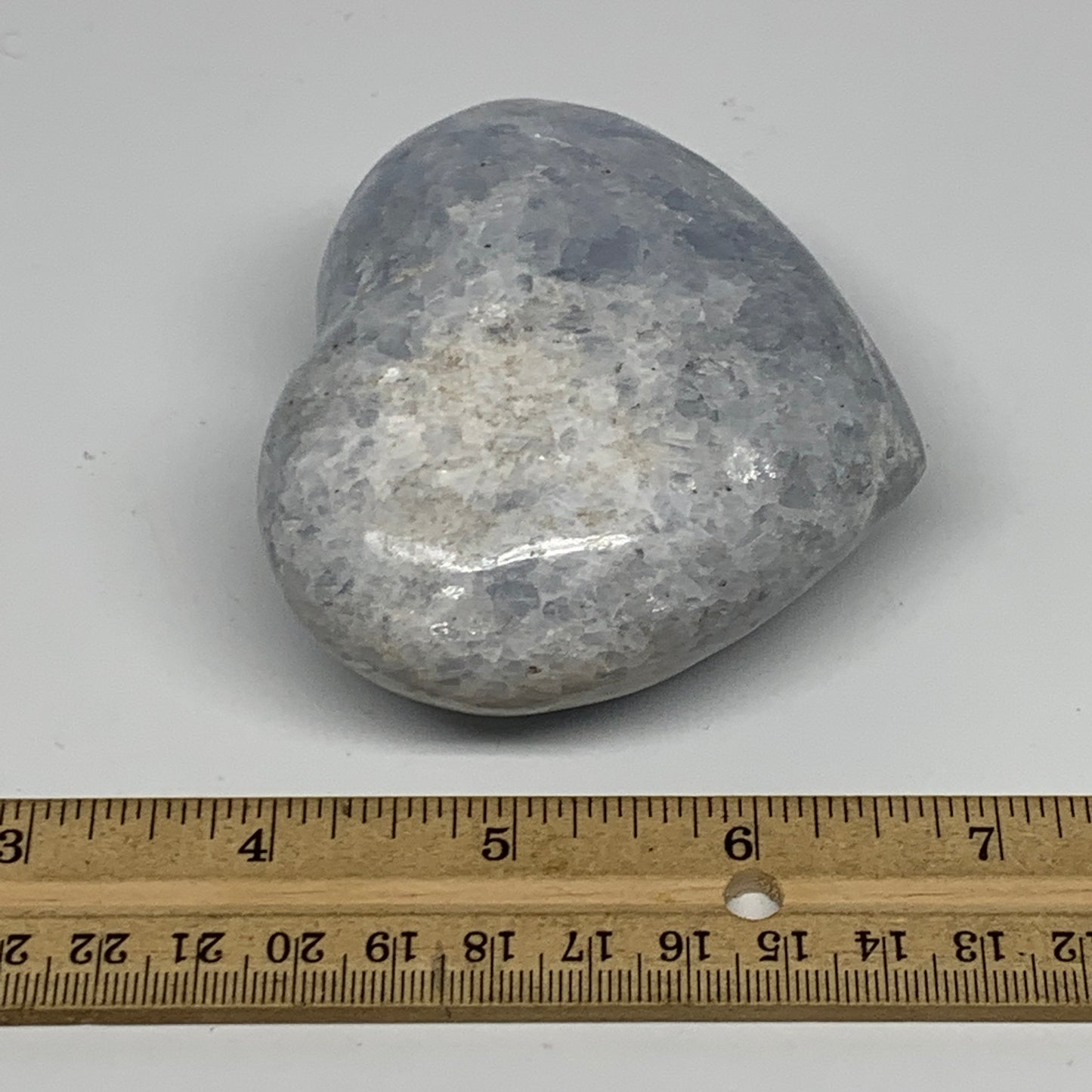310.1g, 2.8"x3.2"x1.6" Blue Calcite Heart Gemstones Reiki @Madagascar,B17628