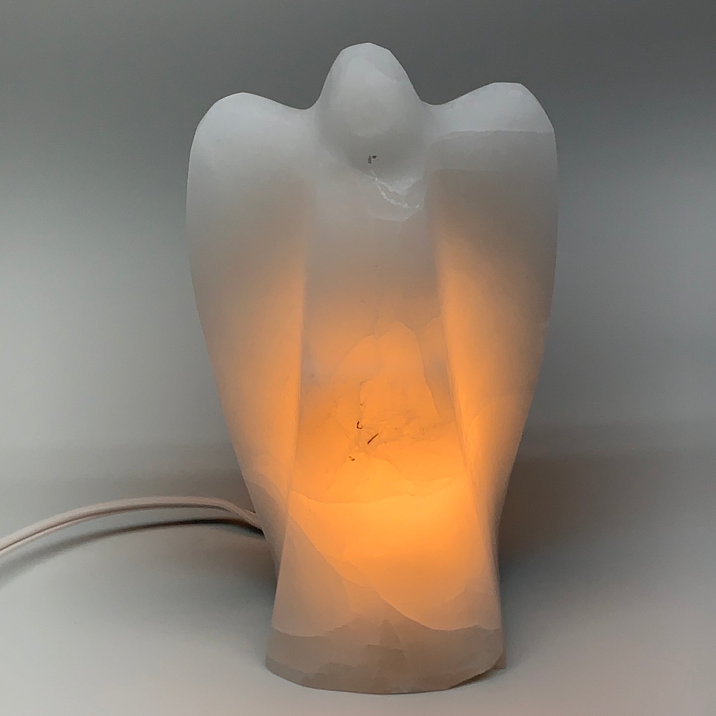 818g, 6.5"x3.6"x2.1" White Selenite (Satin Spar) Angel Lamps @Morocco,B9475
