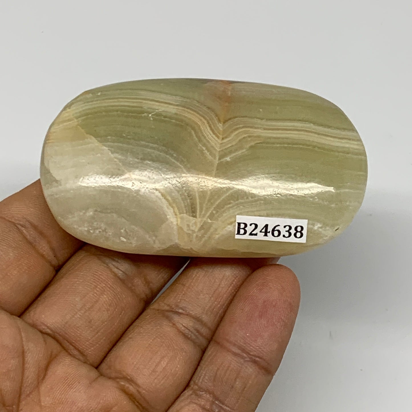 92.3g, 2.7"x1.5"x0.8" Natural Onyx Palm-Stone Reiki @Afghanistan, B24638