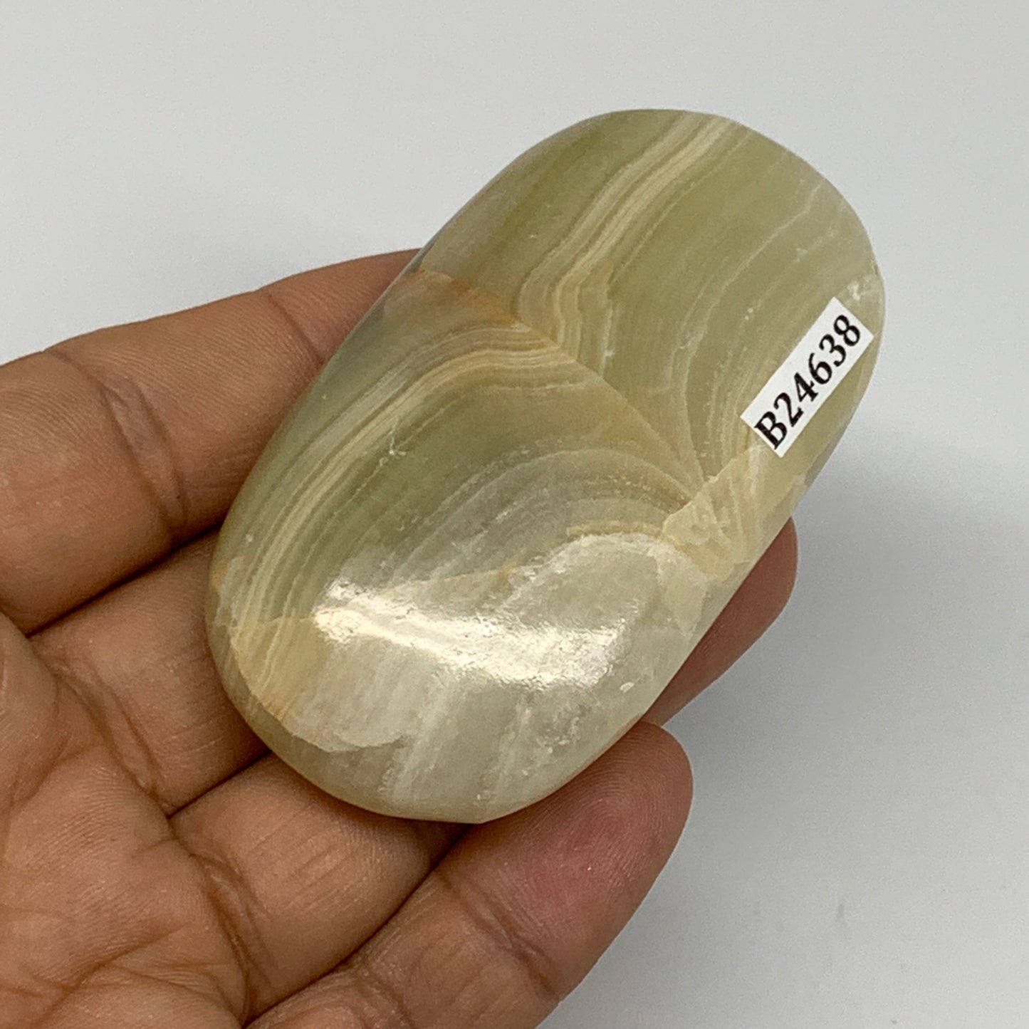 92.3g, 2.7"x1.5"x0.8" Natural Onyx Palm-Stone Reiki @Afghanistan, B24638